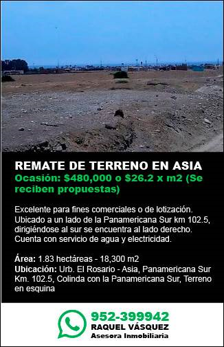 Remate de Terreno en Asia